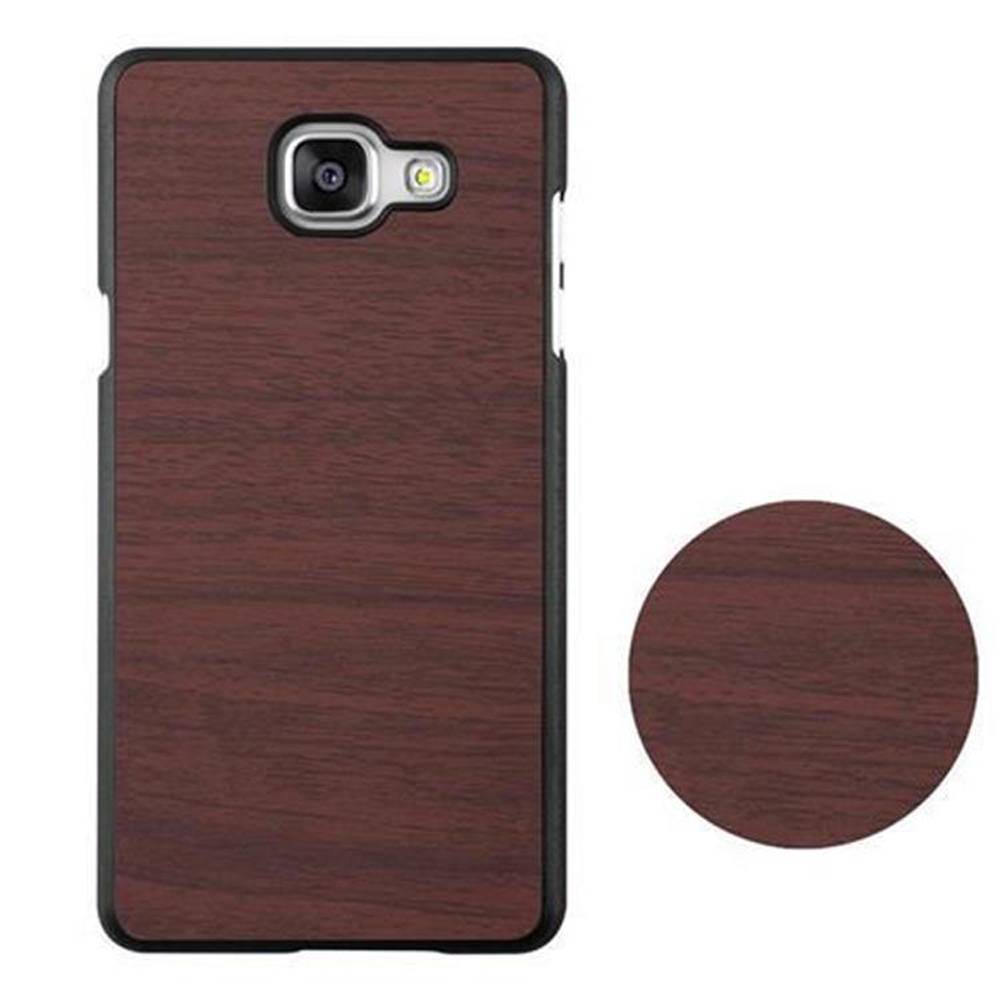 Cadorabo Hülle für Samsung Galaxy A3 2016 Schutz Hülle in Braun Hard Case Etui Holz Optik Handyhülle