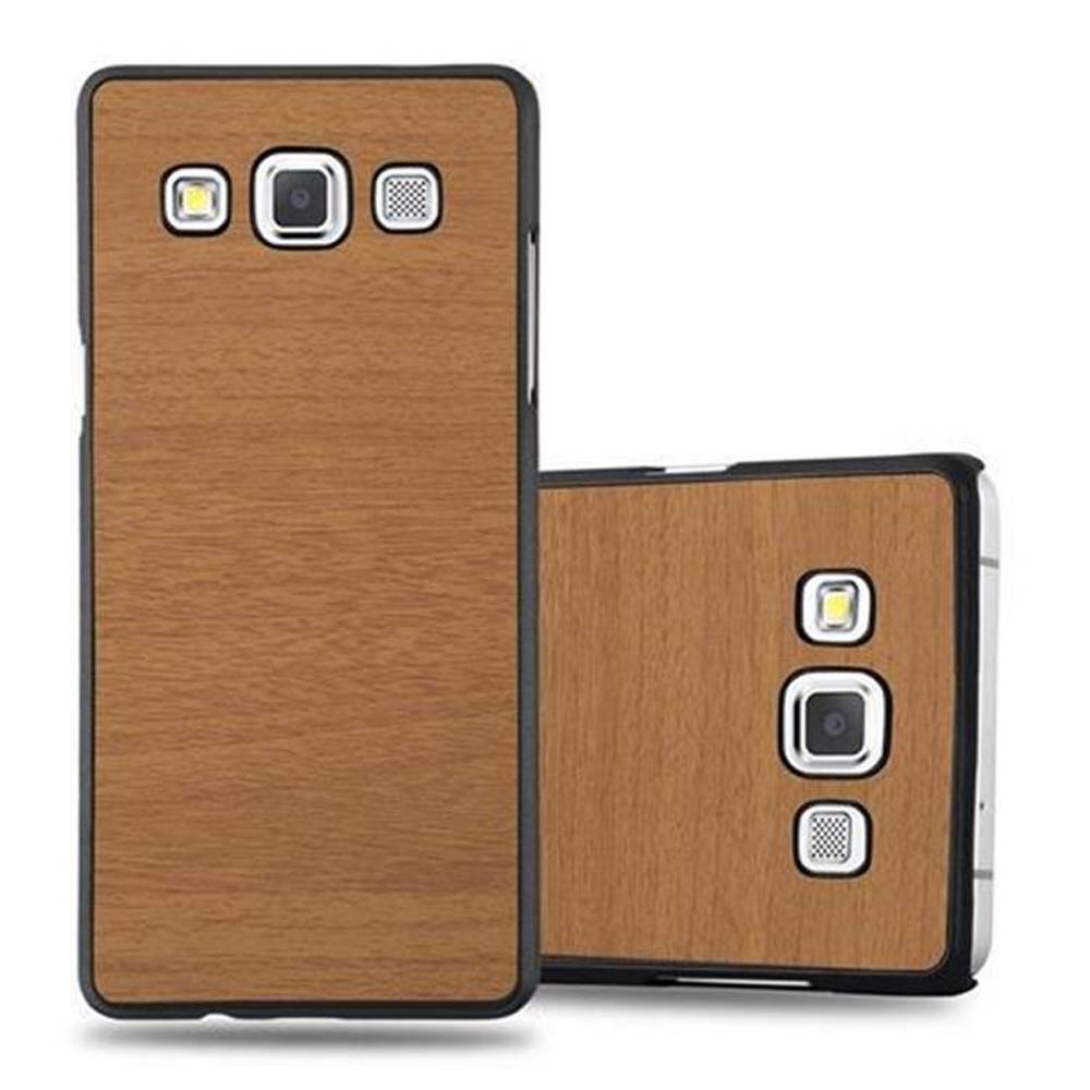 Cadorabo Hülle für Samsung Galaxy A5 2015 Schutz Hülle in Braun Hard Case Etui Holz Optik Handyhülle
