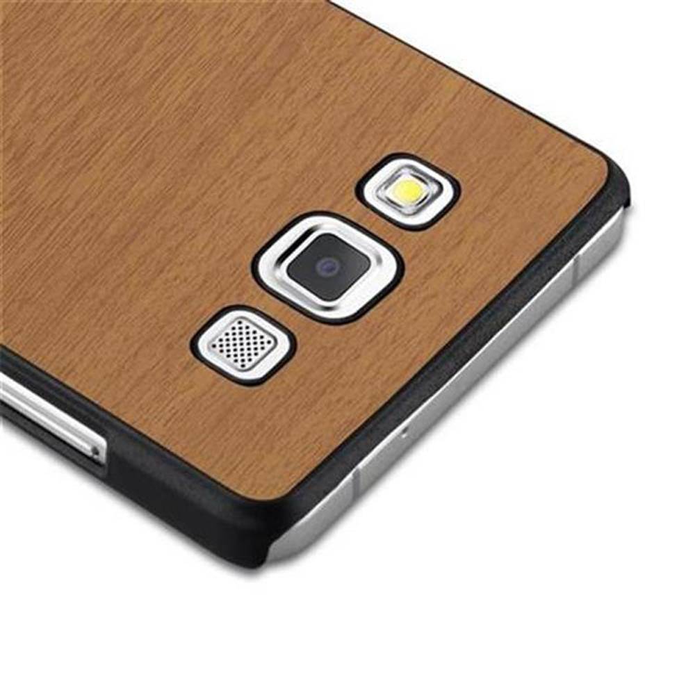 Cadorabo Hülle für Samsung Galaxy A5 2015 Schutz Hülle in Braun Hard Case Etui Holz Optik Handyhülle