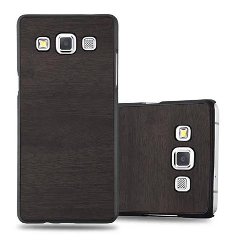 Cadorabo Hülle für Samsung Galaxy A5 2015 Schutz Hülle in Schwarz Hard Case Etui Holz Optik Handyhülle