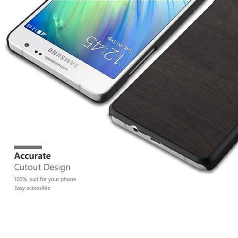 Cadorabo Hülle für Samsung Galaxy A5 2015 Schutz Hülle in Schwarz Hard Case Etui Holz Optik Handyhülle