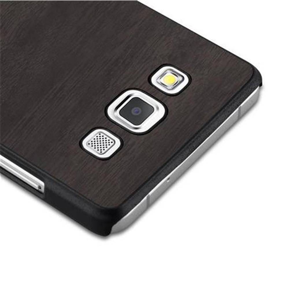 Cadorabo Hülle für Samsung Galaxy A5 2015 Schutz Hülle in Schwarz Hard Case Etui Holz Optik Handyhülle