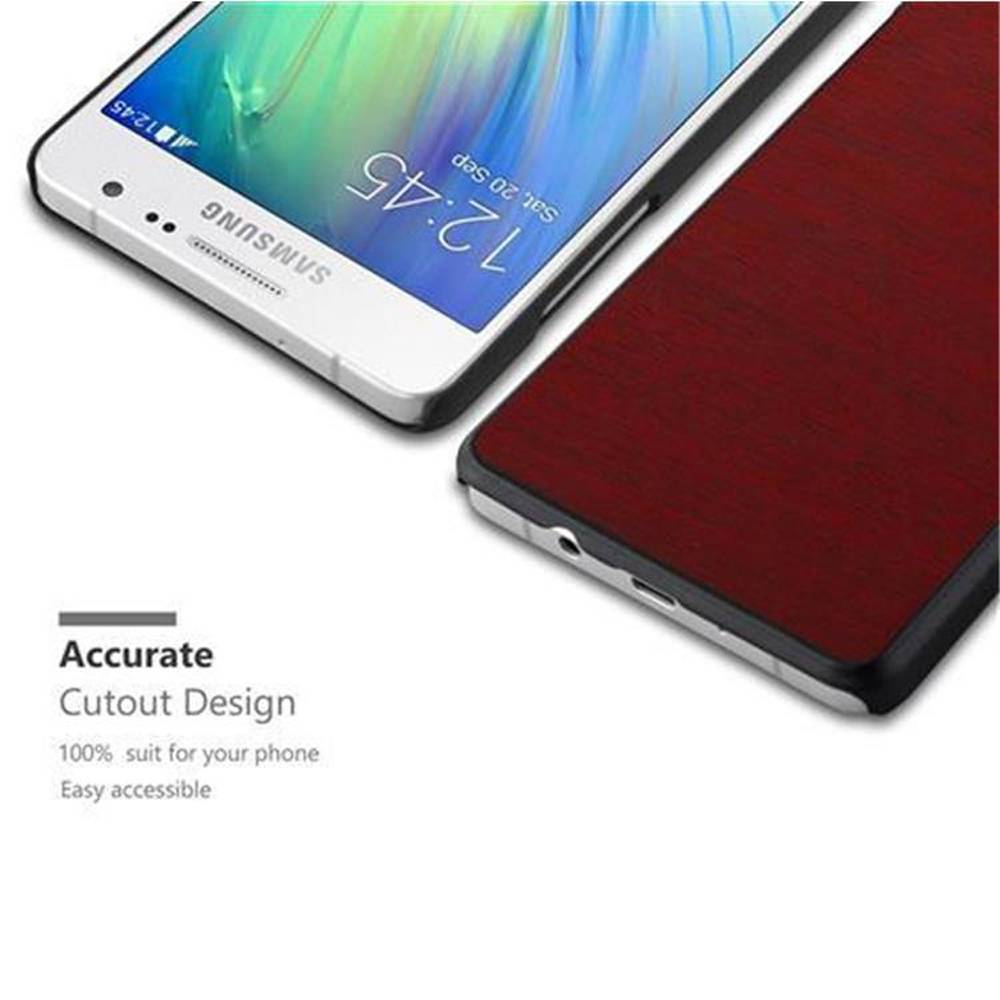 Cadorabo Hülle für Samsung Galaxy A5 2015 Schutz Hülle in Rot Hard Case Etui Holz Optik Handyhülle
