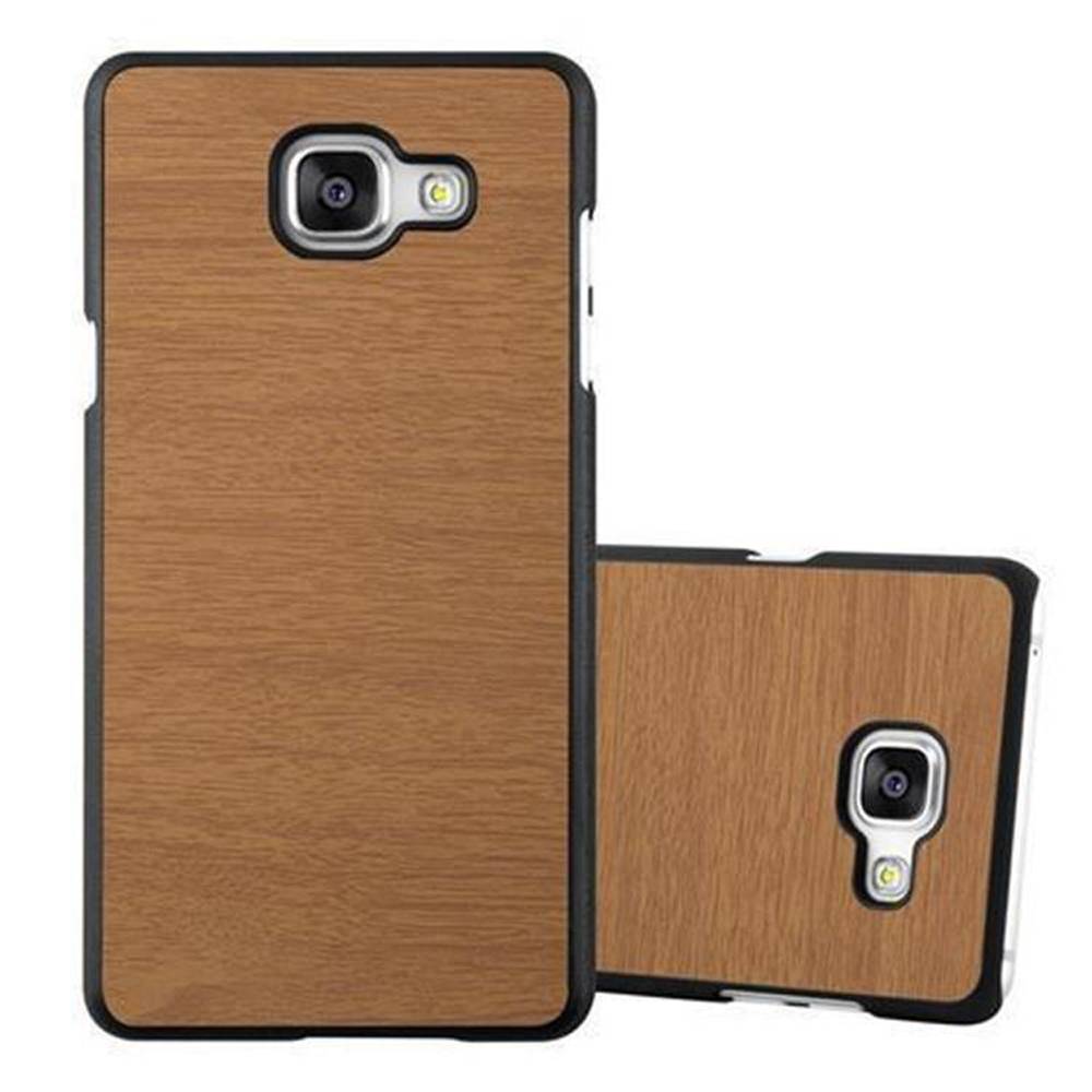 Cadorabo Hülle für Samsung Galaxy A5 2016 Schutz Hülle in Braun Hard Case Etui Holz Optik Handyhülle