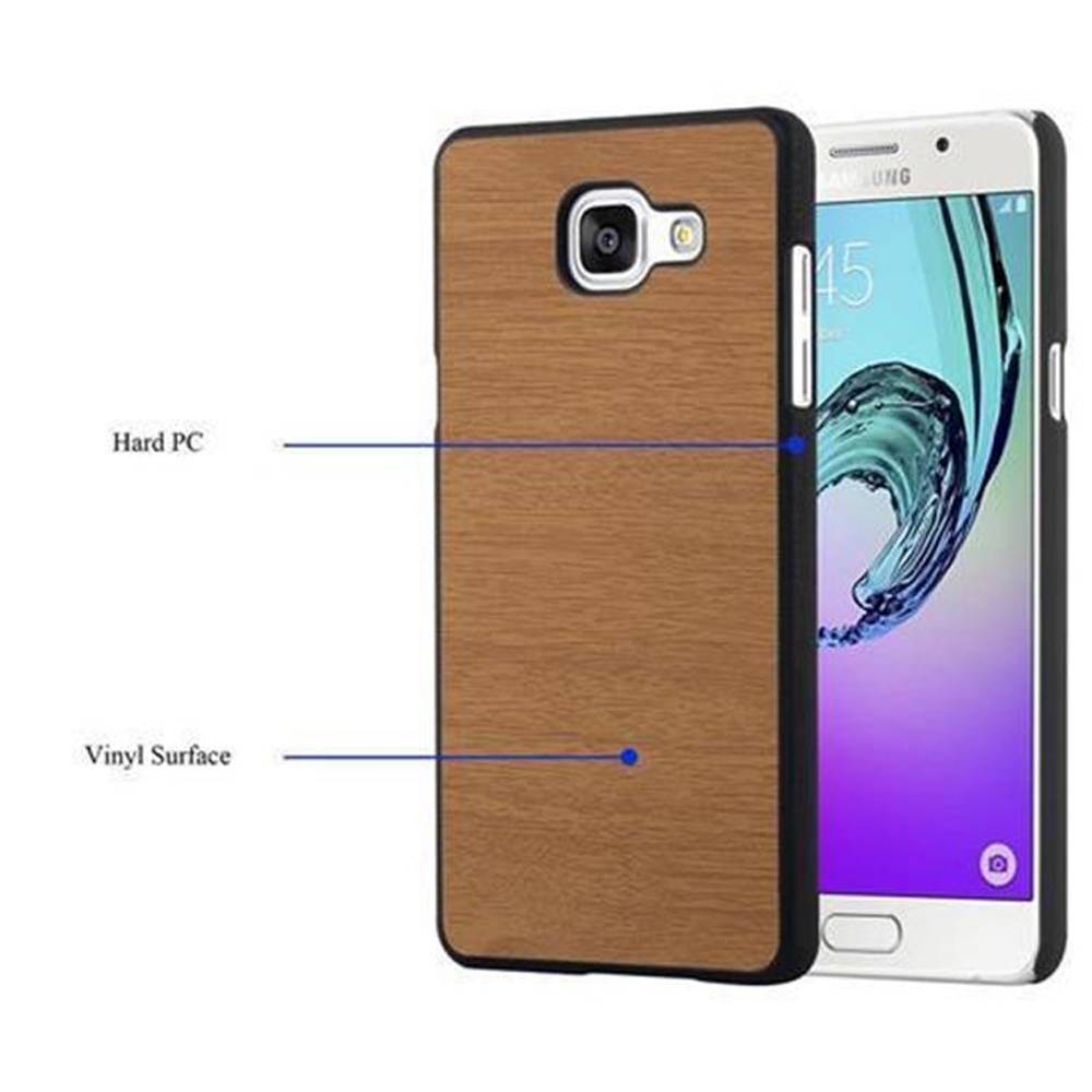 Cadorabo Hülle für Samsung Galaxy A5 2016 Schutz Hülle in Braun Hard Case Etui Holz Optik Handyhülle