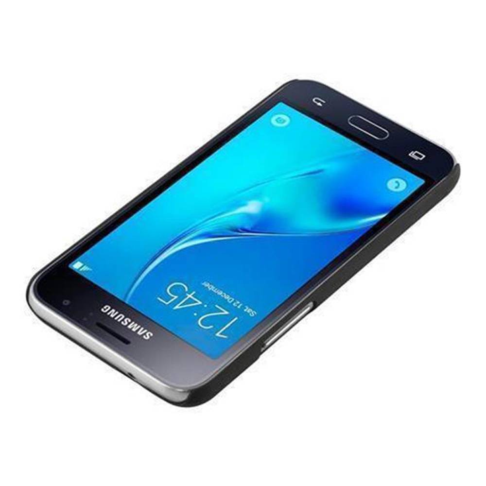 Cadorabo Hülle für Samsung Galaxy J1 2016 Schutz Hülle in Braun Hard Case Etui Holz Optik Handyhülle
