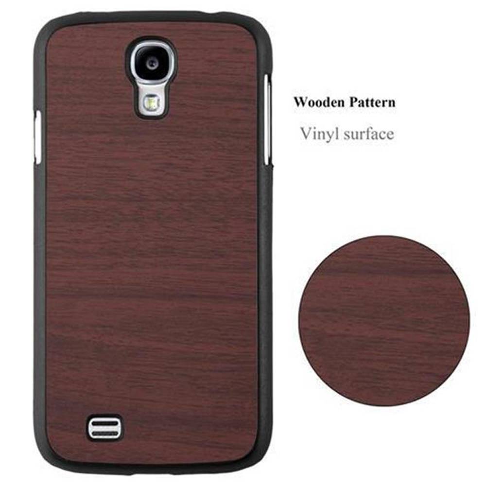 Cadorabo Hülle für Samsung Galaxy S4 Schutz Hülle in Braun Hard Case Etui Holz Optik Handyhülle