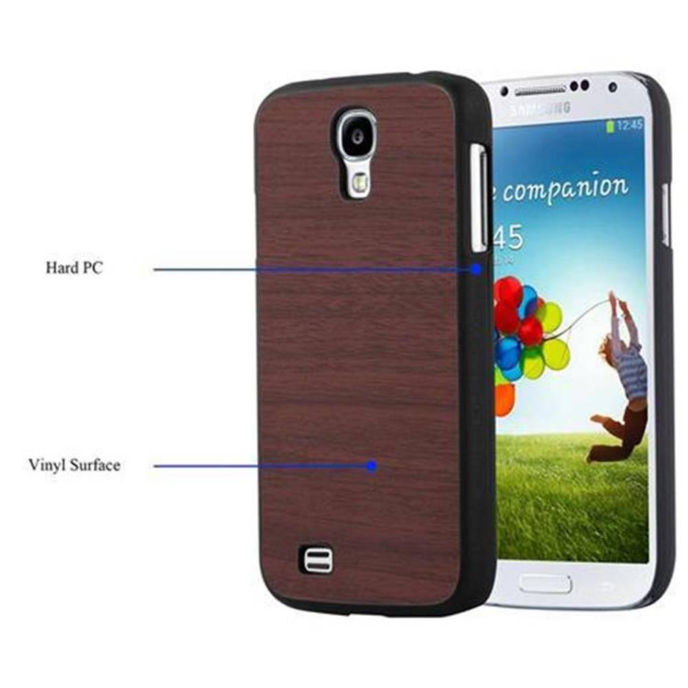 Cadorabo Hülle für Samsung Galaxy S4 Schutz Hülle in Braun Hard Case Etui Holz Optik Handyhülle