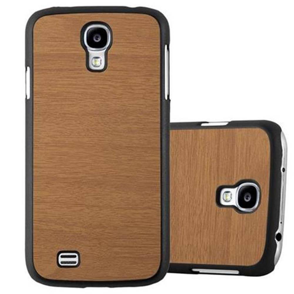 Cadorabo Hülle für Samsung Galaxy S4 Schutz Hülle in Braun Hard Case Etui Holz Optik Handyhülle