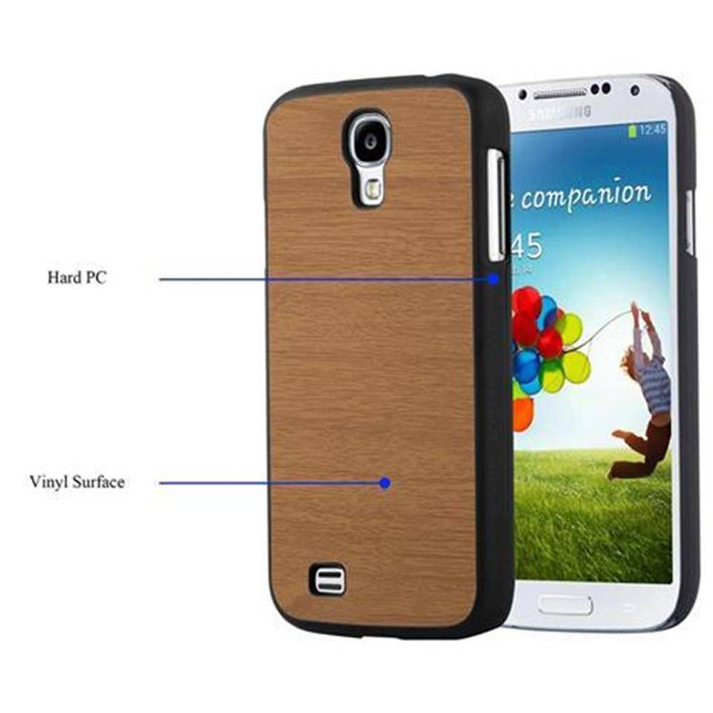 Cadorabo Hülle für Samsung Galaxy S4 Schutz Hülle in Braun Hard Case Etui Holz Optik Handyhülle