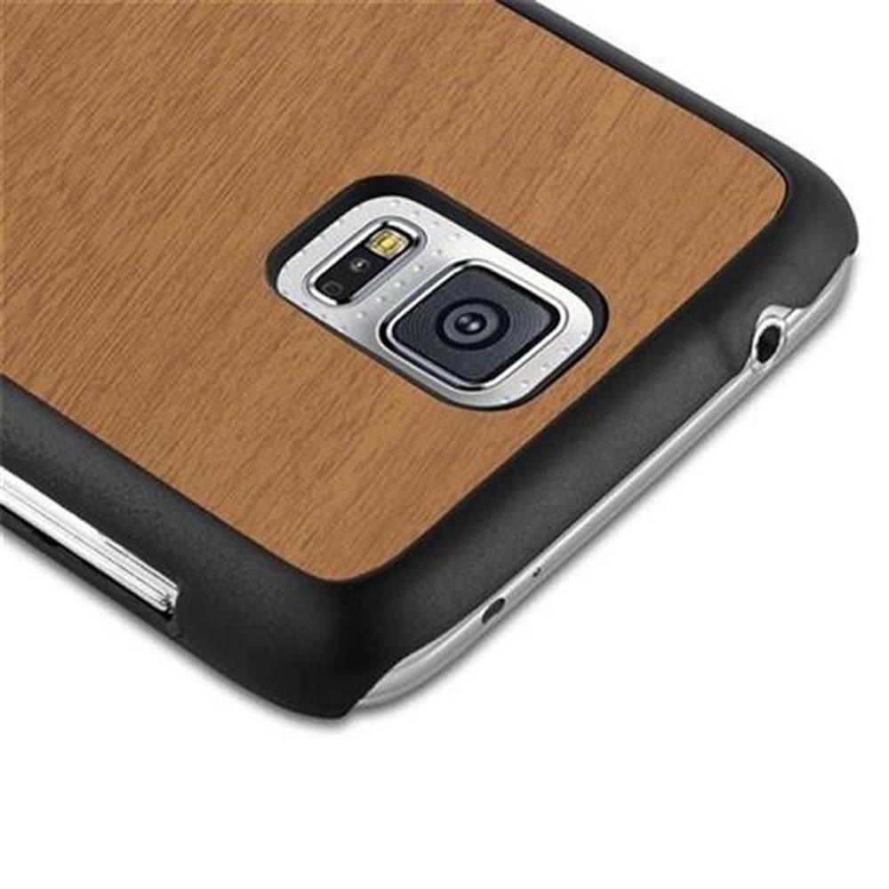Cadorabo Hülle für Samsung Galaxy S5 / S5 NEO Schutz Hülle in Braun Hard Case Etui Holz Optik Handyhülle