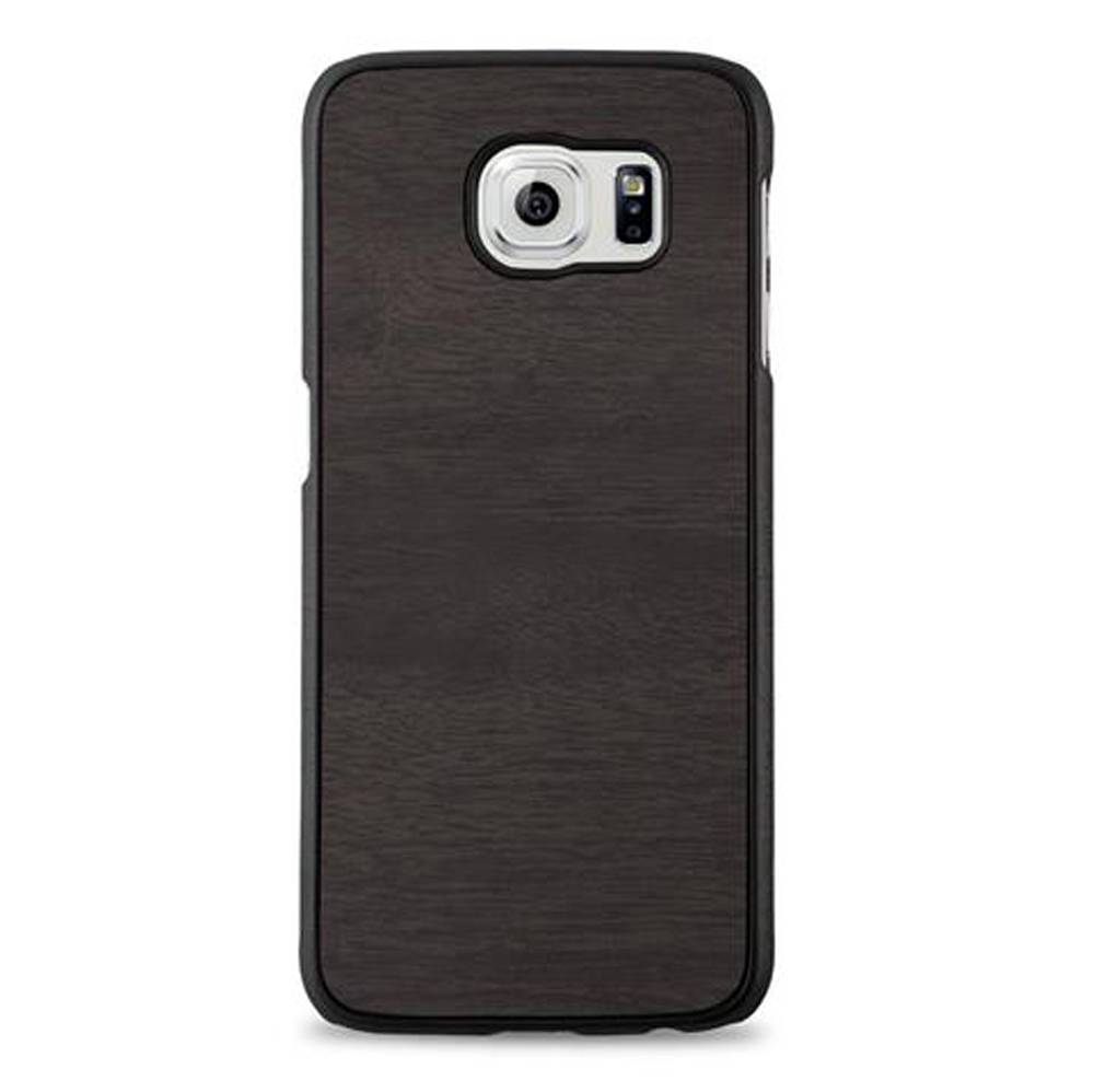 Cadorabo Hülle für Samsung Galaxy S6 Schutz Hülle in Schwarz Hard Case Etui Holz Optik Handyhülle