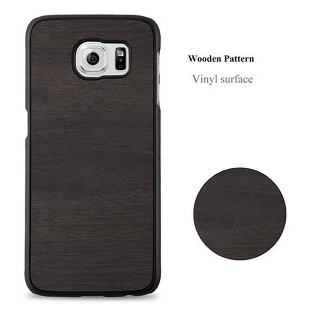 Cadorabo Hülle für Samsung Galaxy S6 Schutz Hülle in Schwarz Hard Case Etui Holz Optik Handyhülle