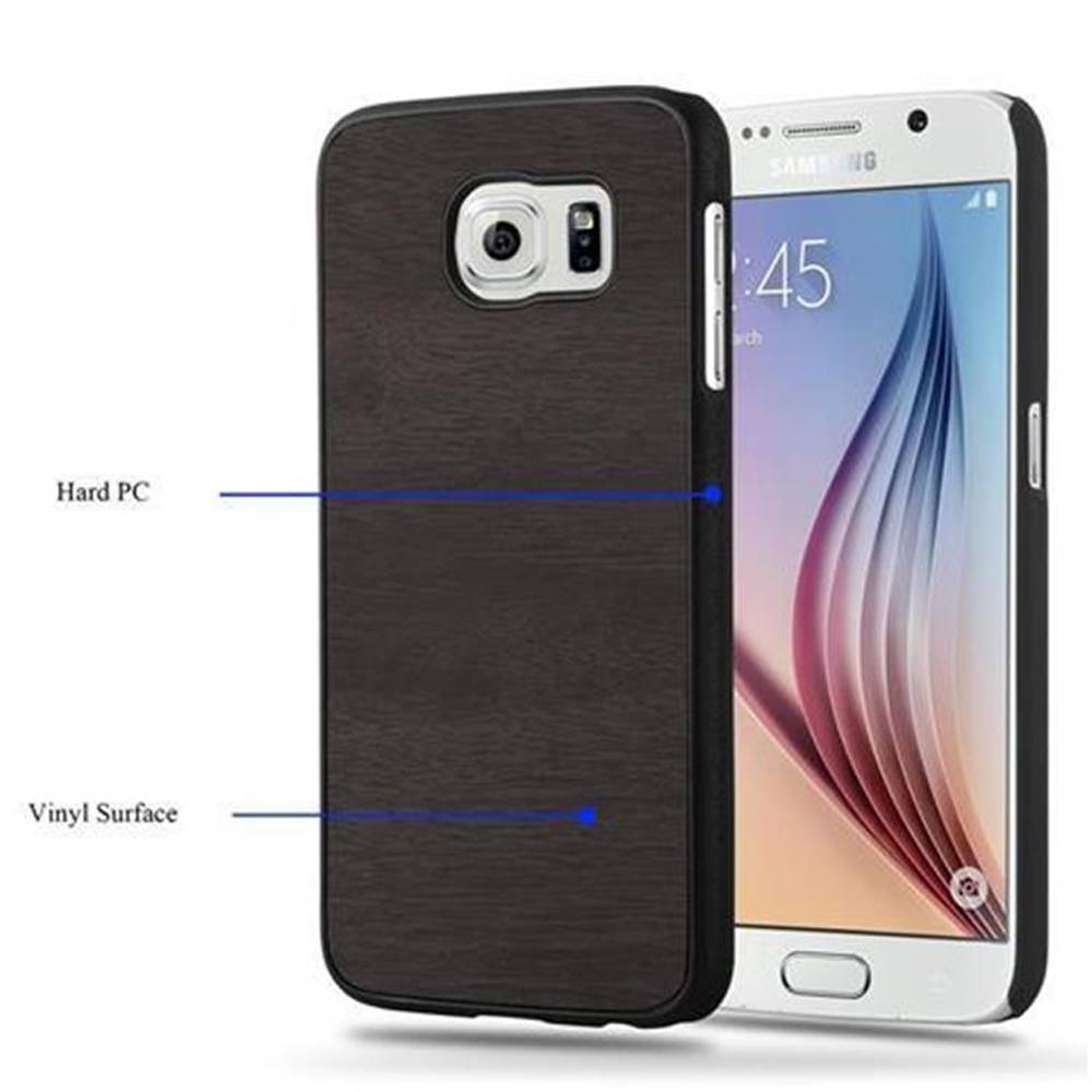 Cadorabo Hülle für Samsung Galaxy S6 Schutz Hülle in Schwarz Hard Case Etui Holz Optik Handyhülle