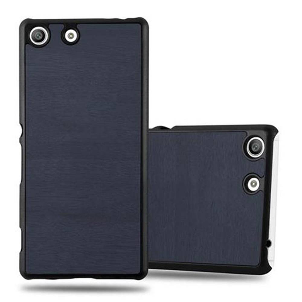 Cadorabo Hülle für Sony Xperia M5 Schutz Hülle in Blau Hard Case Etui Holz Optik Handyhülle