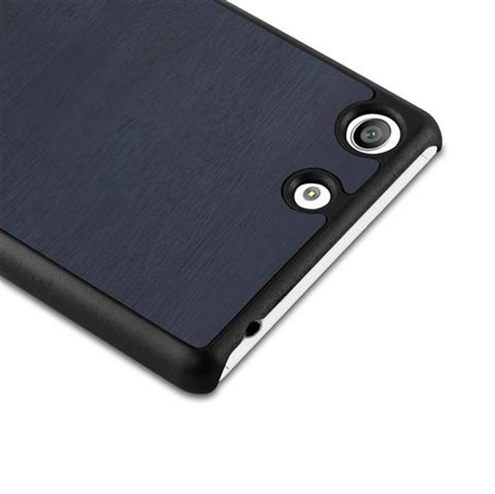 Cadorabo Hülle für Sony Xperia M5 Schutz Hülle in Blau Hard Case Etui Holz Optik Handyhülle