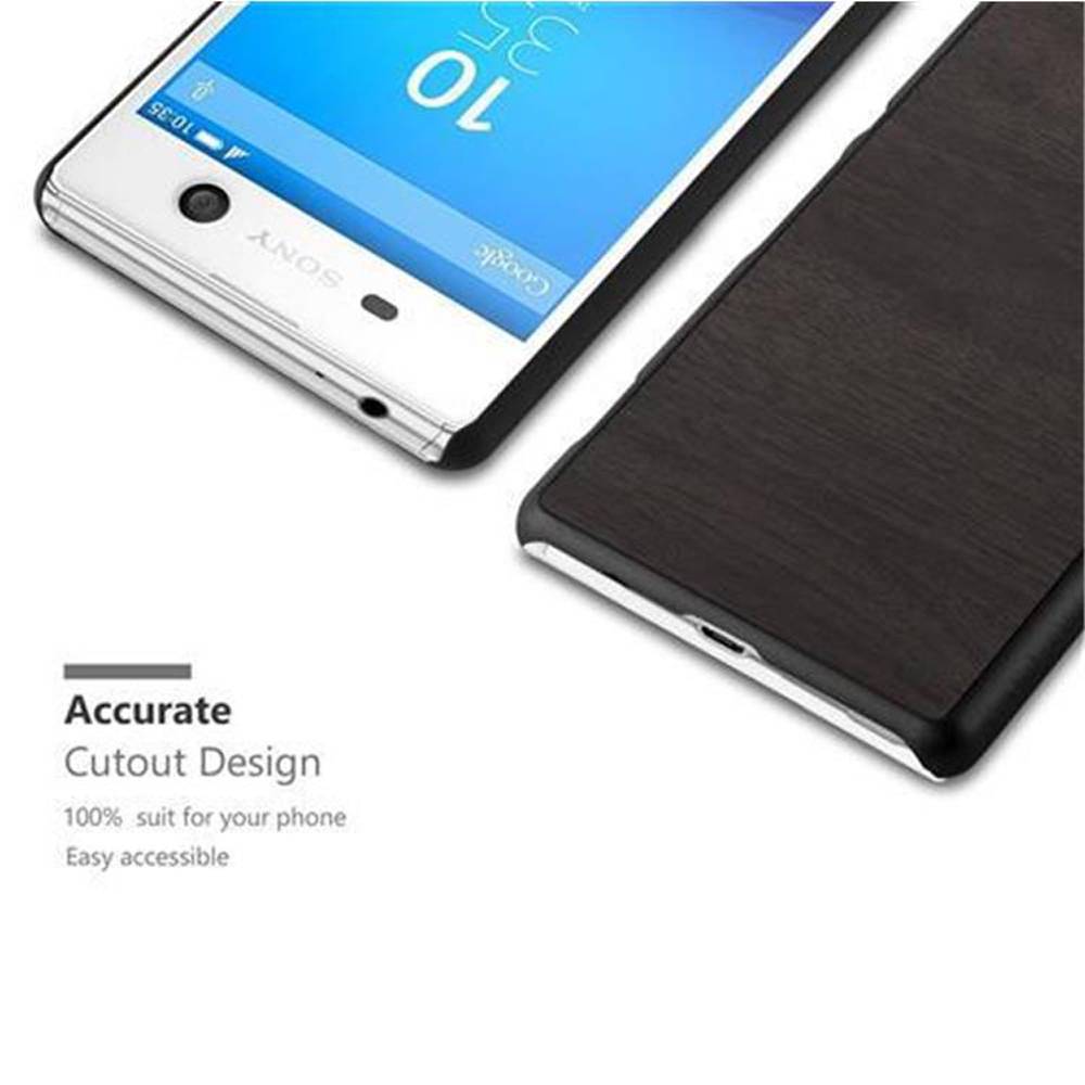 Cadorabo Hülle für Sony Xperia M5 Schutz Hülle in Schwarz Hard Case Etui Holz Optik Handyhülle