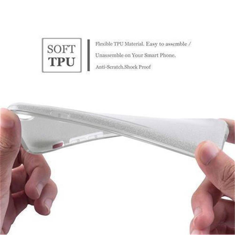 Cadorabo Hülle für LG K7 2016 Schutz Hülle in Silber TPU Etui Handyhülle Hard Case Etui Glitzer Glitter