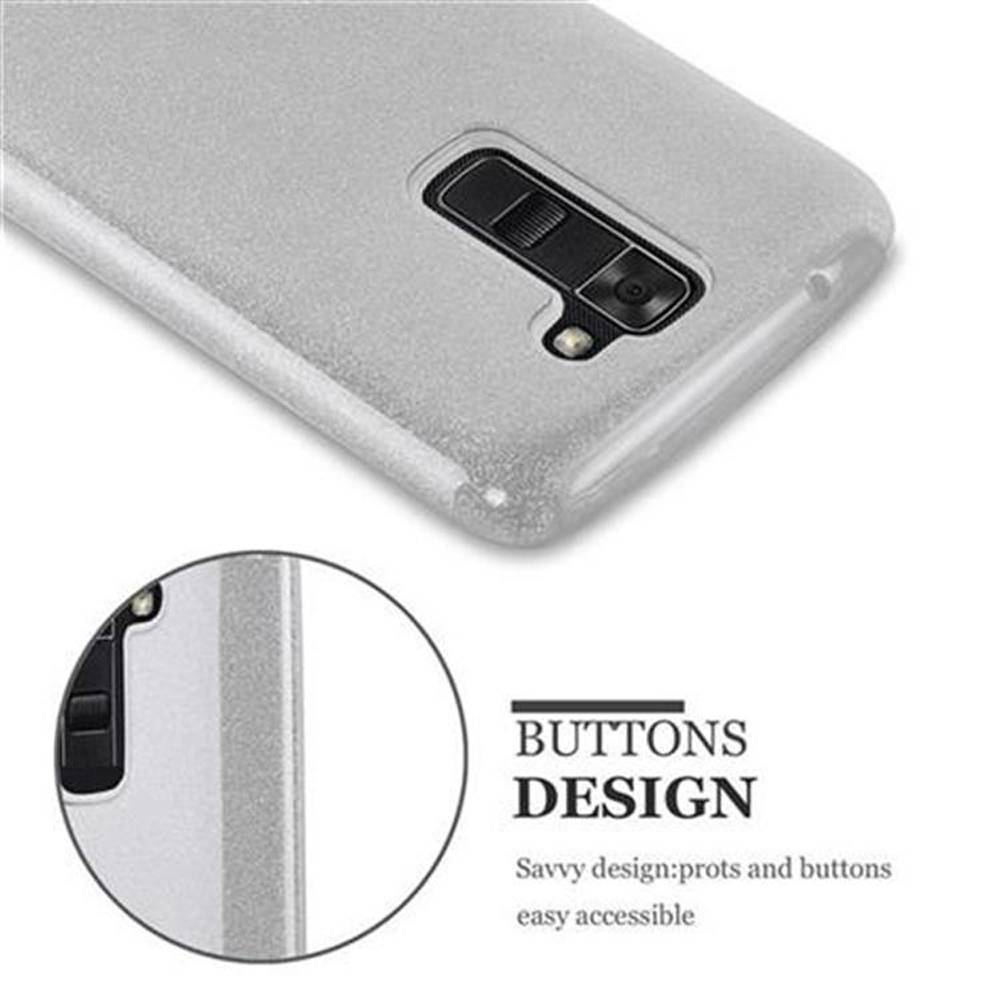Cadorabo Hülle für LG K7 2016 Schutz Hülle in Silber TPU Etui Handyhülle Hard Case Etui Glitzer Glitter