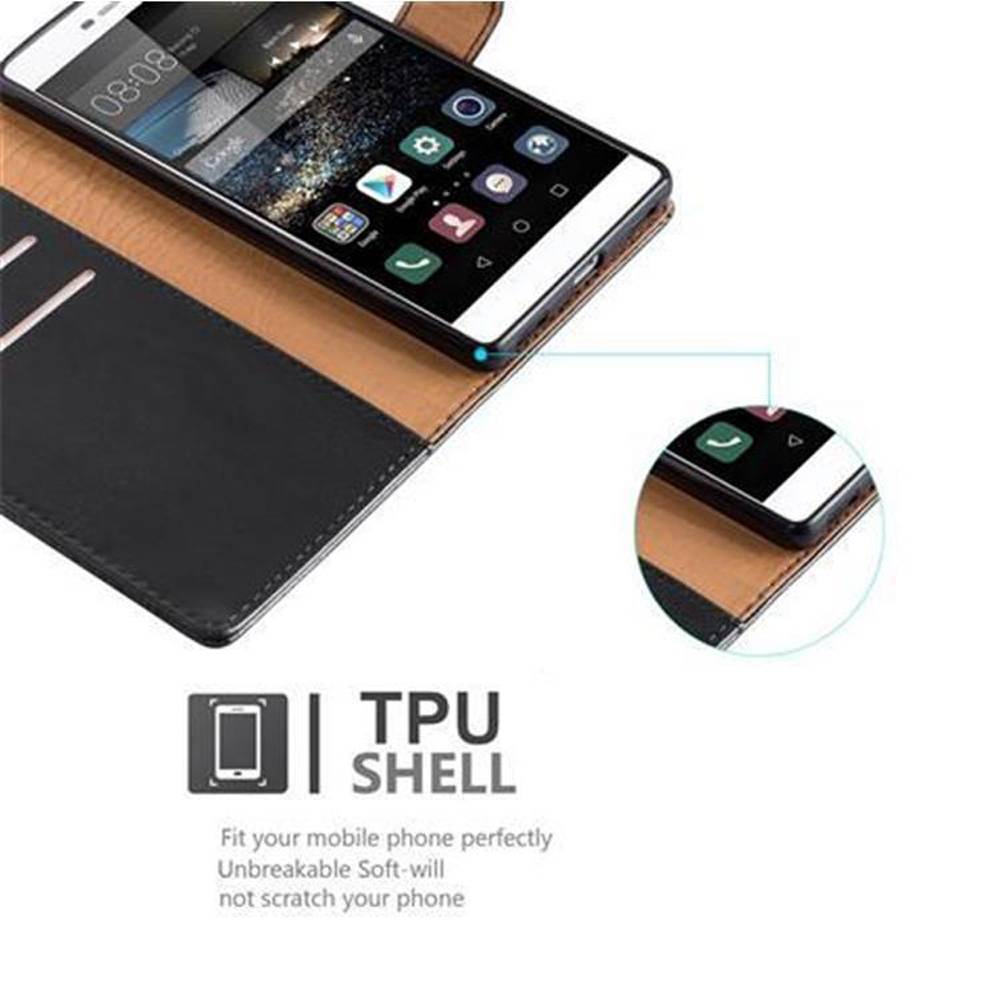 Cadorabo Hülle für Huawei P8 Schutzhülle in Schwarz Handyhülle Book Tasche Case Etui Luxury
