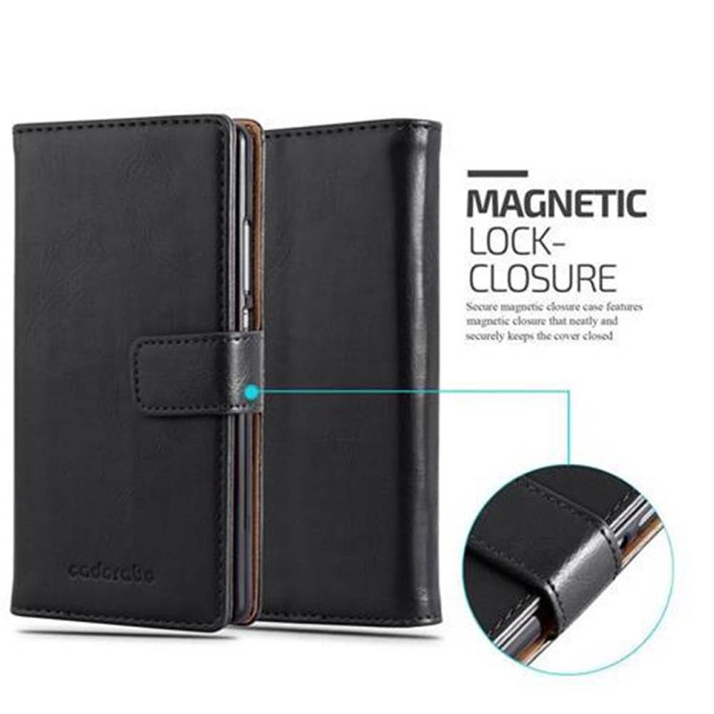 Cadorabo Hülle für Huawei P8 Schutzhülle in Schwarz Handyhülle Book Tasche Case Etui Luxury