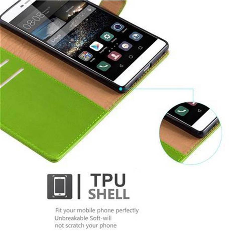 Cadorabo Hülle für Huawei P8 Schutzhülle in Grün Handyhülle Book Tasche Case Etui Luxury