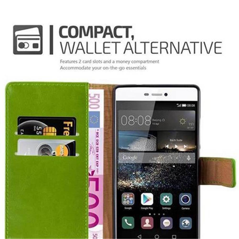 Cadorabo Hülle für Huawei P8 Schutzhülle in Grün Handyhülle Book Tasche Case Etui Luxury