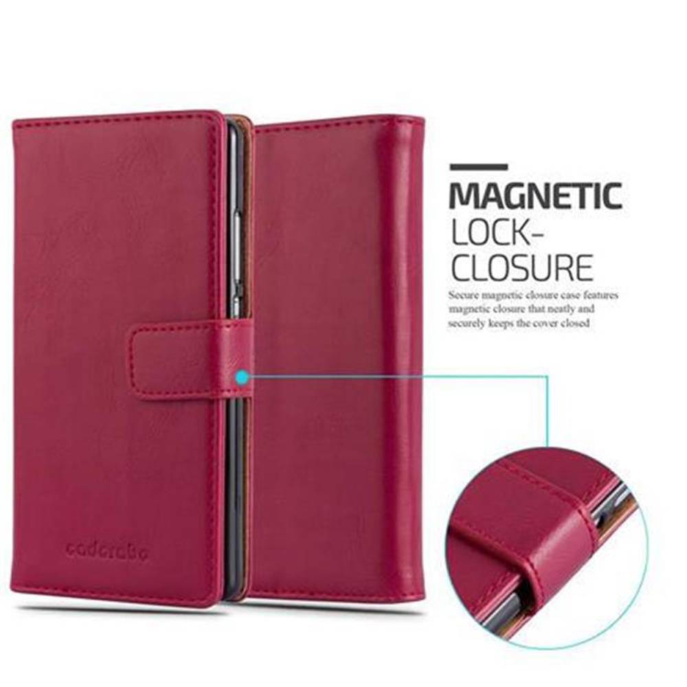 Cadorabo Hülle für Huawei P8 Schutzhülle in Rot Handyhülle Book Tasche Case Etui Luxury