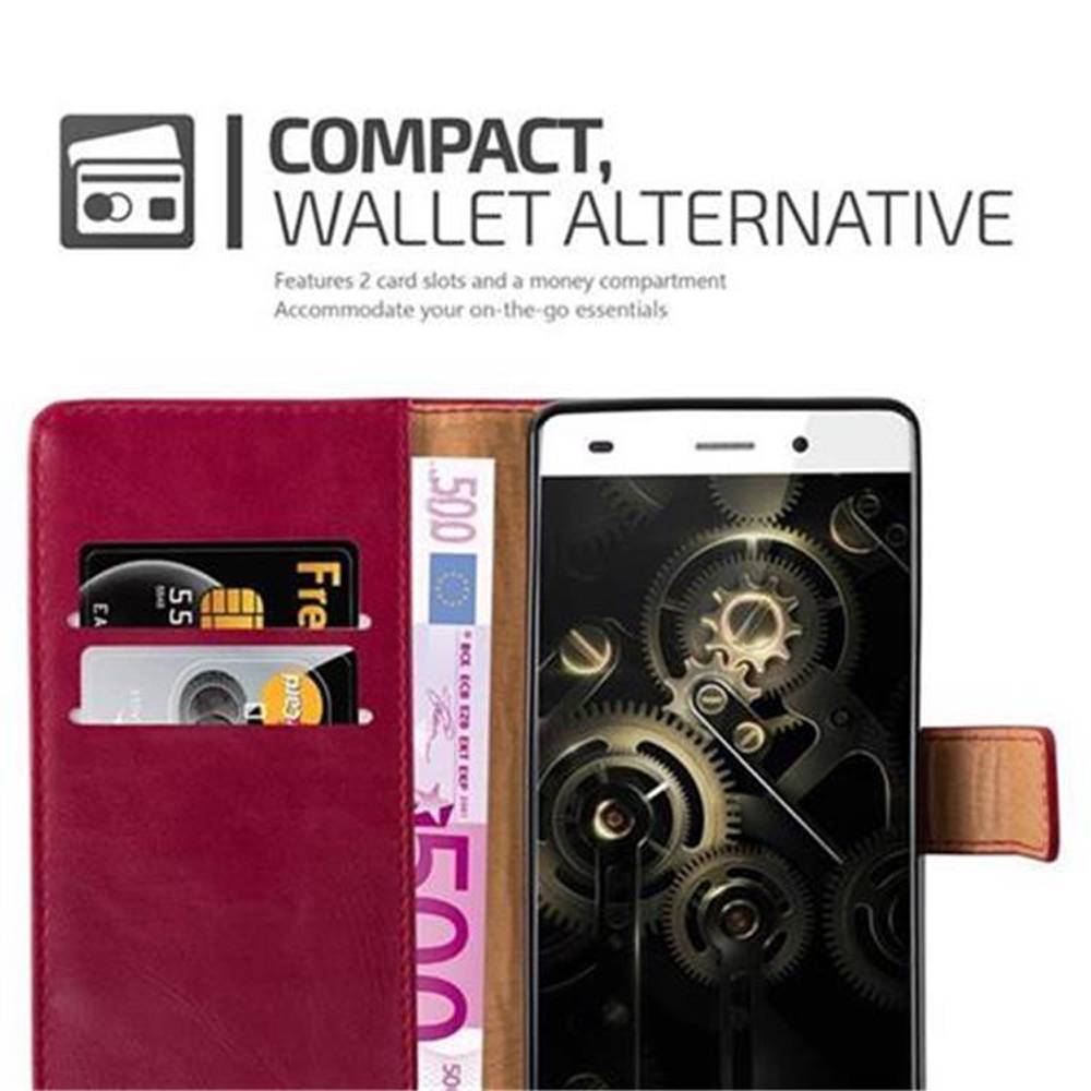 Cadorabo Hülle für Huawei P8 LITE 2015 Schutzhülle in Rot Handyhülle Book Tasche Case Etui Luxury