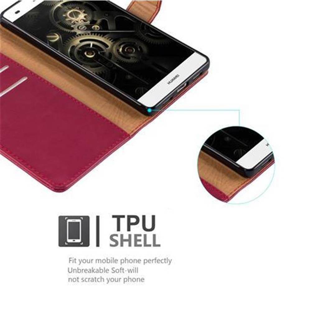 Cadorabo Hülle für Huawei P8 LITE 2015 Schutzhülle in Rot Handyhülle Book Tasche Case Etui Luxury