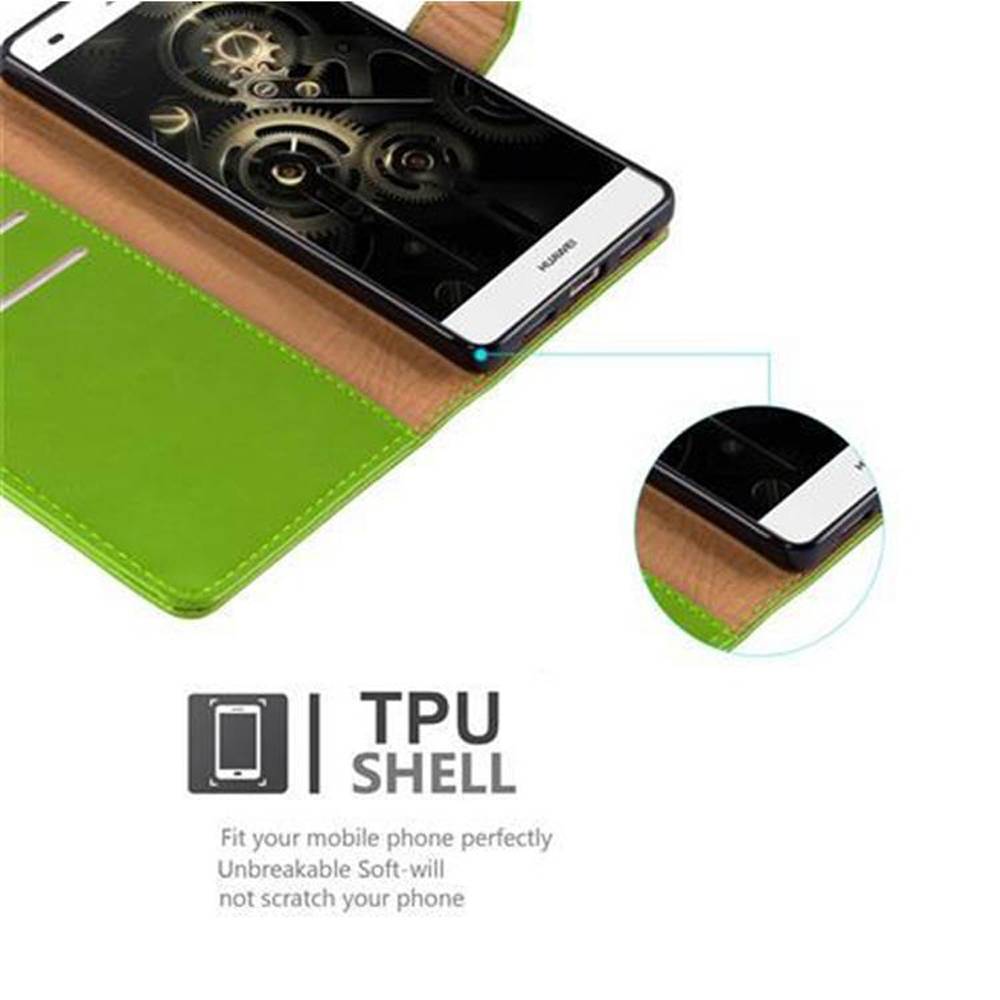 Cadorabo Hülle für Huawei P8 LITE 2015 Schutzhülle in Grün Handyhülle Book Tasche Case Etui Luxury
