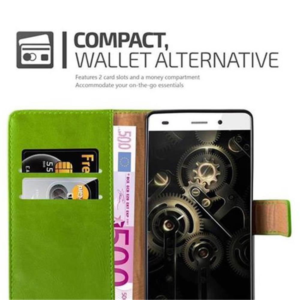 Cadorabo Hülle für Huawei P8 LITE 2015 Schutzhülle in Grün Handyhülle Book Tasche Case Etui Luxury