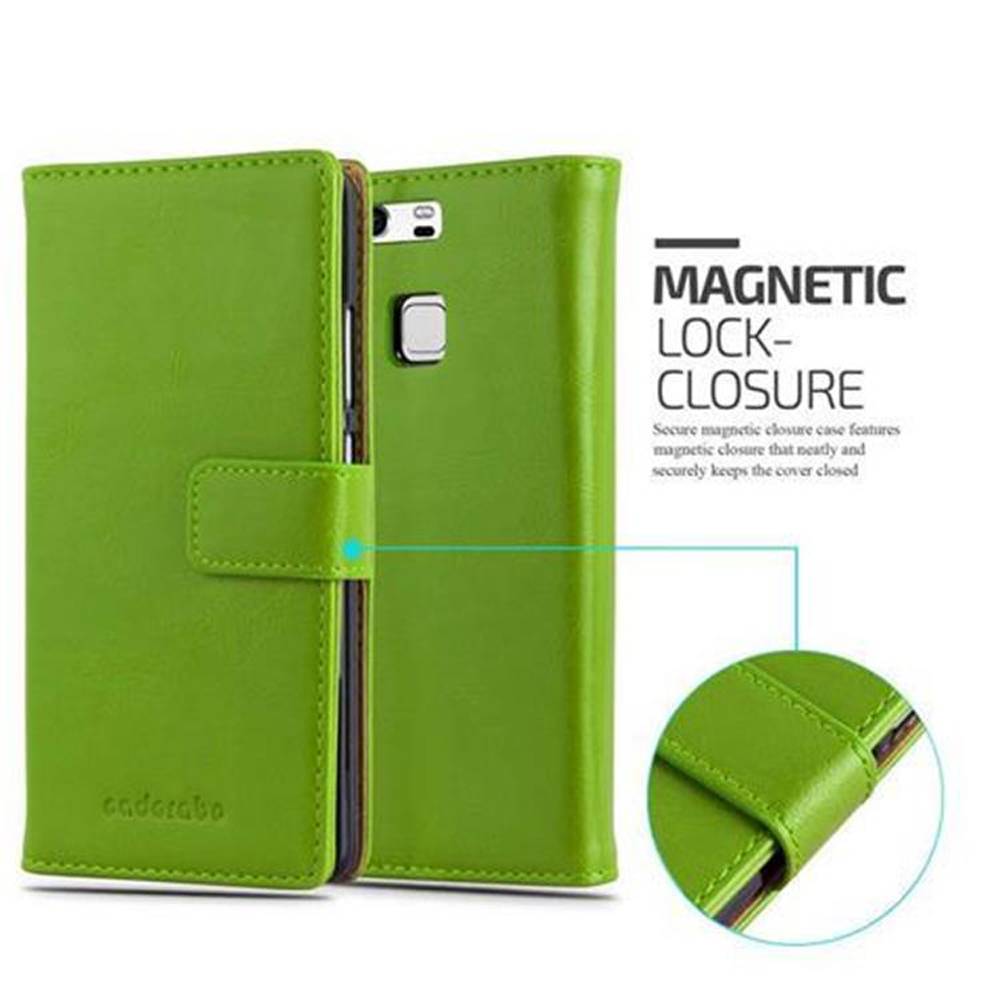 Cadorabo Hülle für Huawei P9 Schutzhülle in Grün Handyhülle Book Tasche Case Etui Luxury
