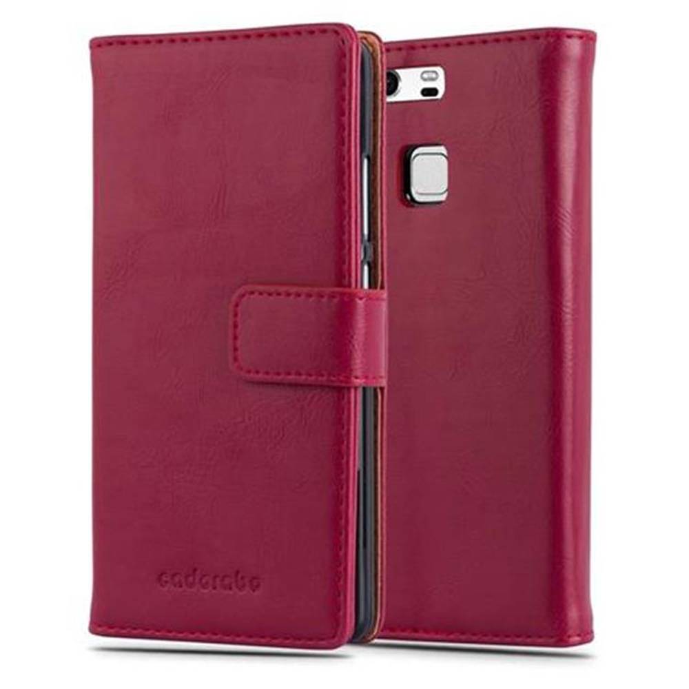 Cadorabo Hülle für Huawei P9 Schutzhülle in Rot Handyhülle Book Tasche Case Etui Luxury