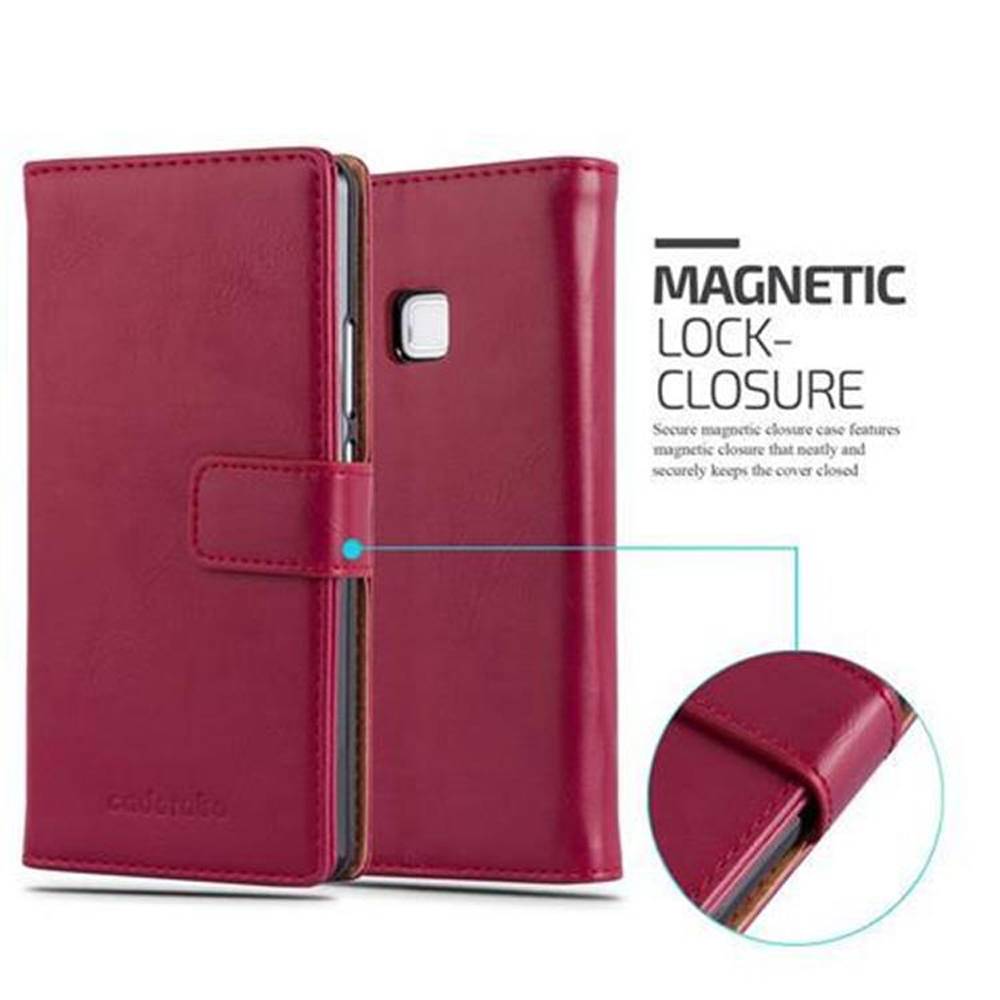 Cadorabo Hülle für Huawei P9 LITE 2016 / G9 LITE Schutzhülle in Rot Handyhülle Book Tasche Case Etui Luxury