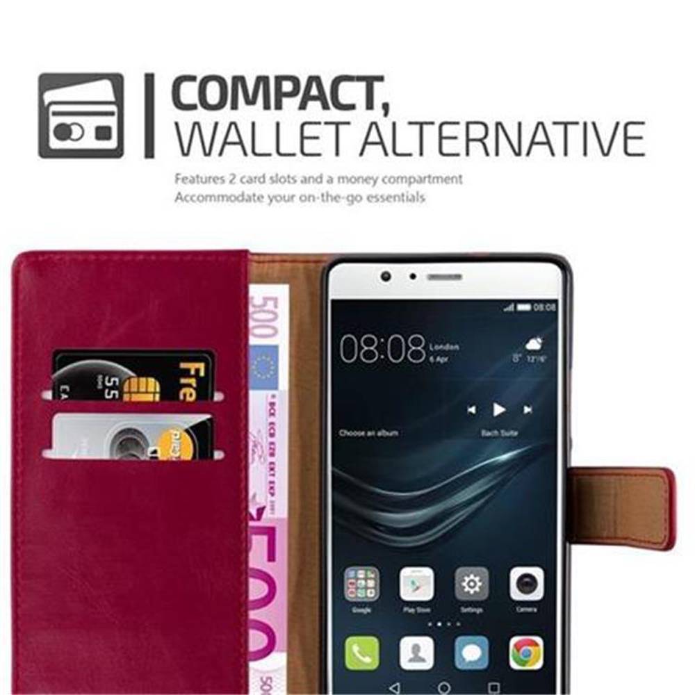 Cadorabo Hülle für Huawei P9 LITE 2016 / G9 LITE Schutzhülle in Rot Handyhülle Book Tasche Case Etui Luxury