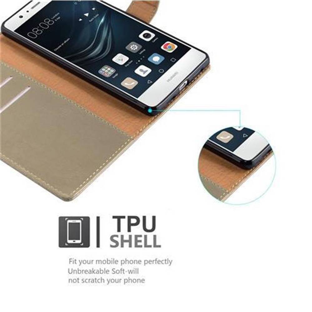 Cadorabo Hülle für Huawei P9 LITE 2016 / G9 LITE Schutzhülle in Braun Handyhülle Book Tasche Case Etui Luxury