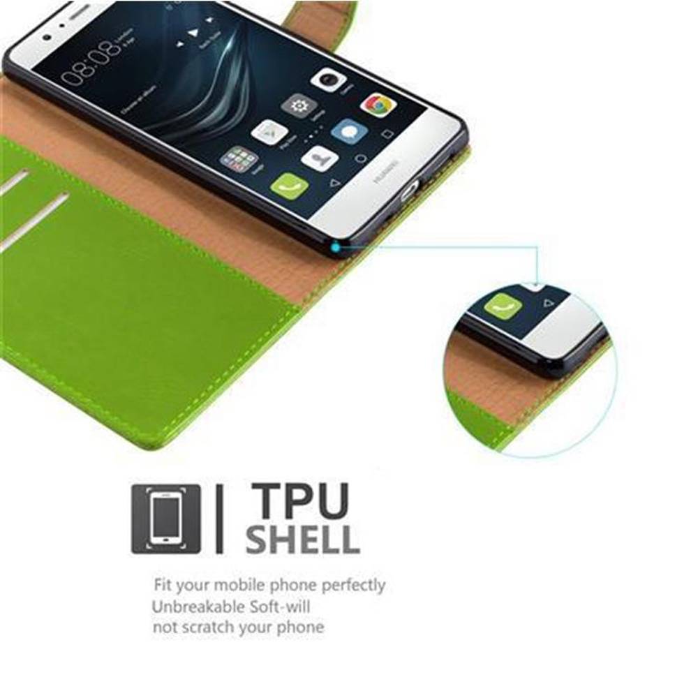 Cadorabo Hülle für Huawei P9 LITE 2016 / G9 LITE Schutzhülle in Grün Handyhülle Book Tasche Case Etui Luxury