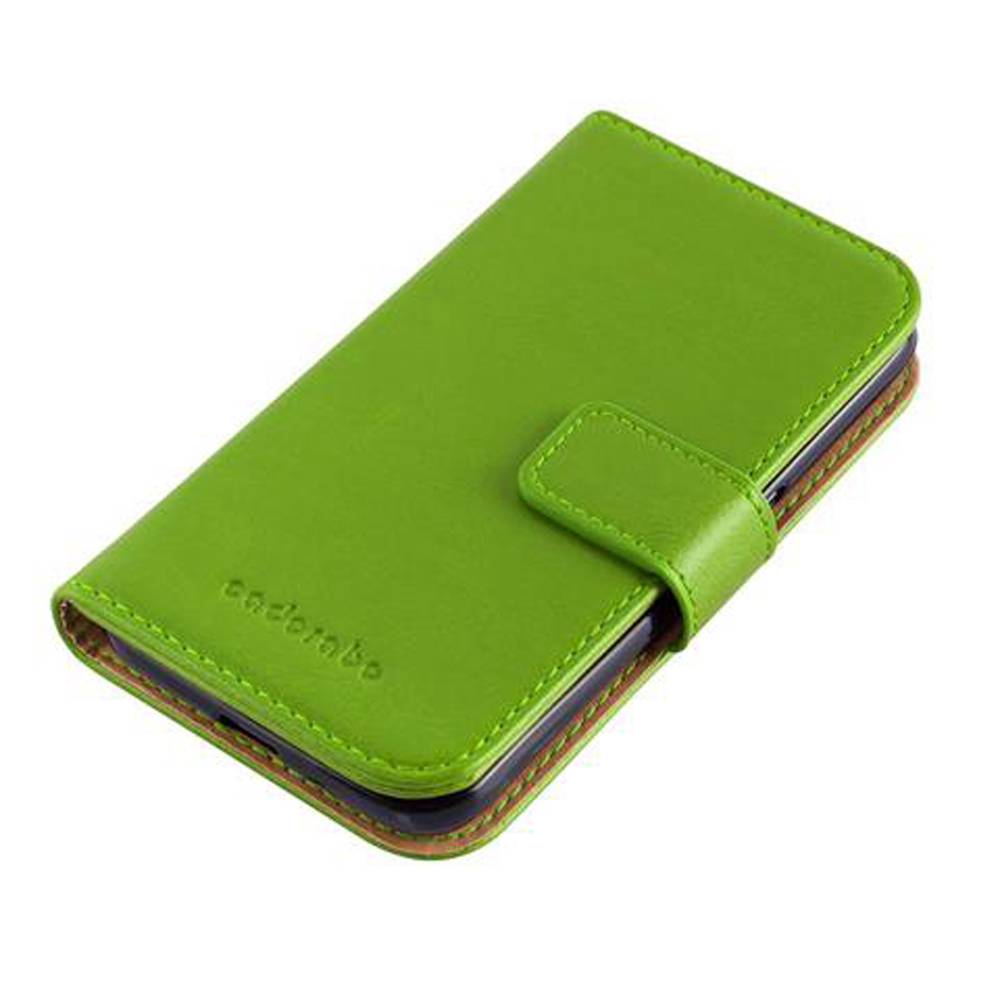 Cadorabo Hülle für Samsung Galaxy J1 2016 Schutzhülle in Grün Handyhülle Book Tasche Case Etui Luxury