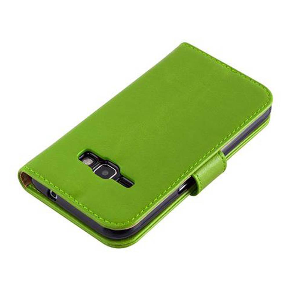 Cadorabo Hülle für Samsung Galaxy J1 2016 Schutzhülle in Grün Handyhülle Book Tasche Case Etui Luxury