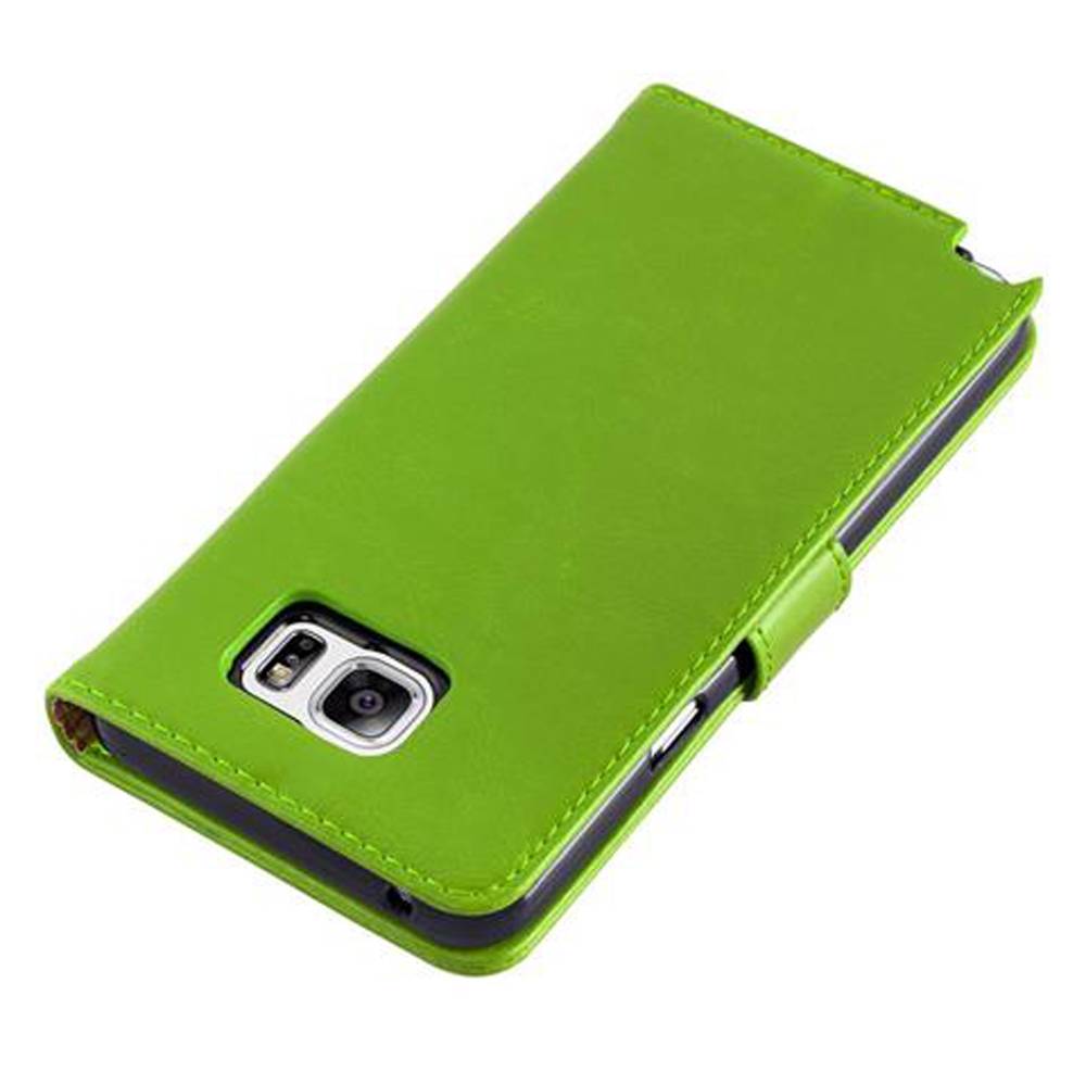 Cadorabo Hülle für Samsung Galaxy NOTE 5 Schutzhülle in Grün Handyhülle Book Tasche Case Etui Luxury