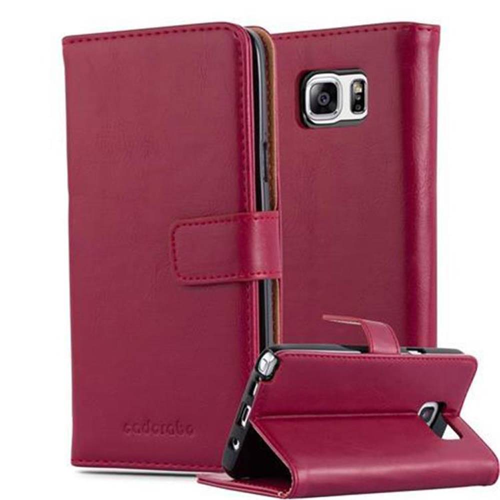 Cadorabo Hülle für Samsung Galaxy NOTE 5 Schutzhülle in Rot Handyhülle Book Tasche Case Etui Luxury