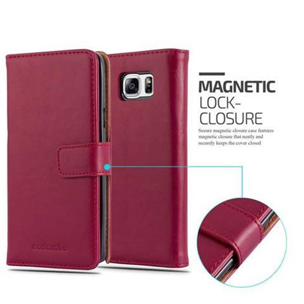 Cadorabo Hülle für Samsung Galaxy NOTE 5 Schutzhülle in Rot Handyhülle Book Tasche Case Etui Luxury