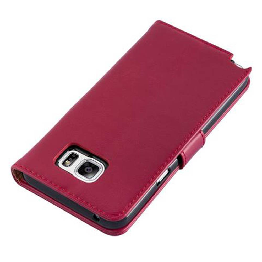 Cadorabo Hülle für Samsung Galaxy NOTE 5 Schutzhülle in Rot Handyhülle Book Tasche Case Etui Luxury