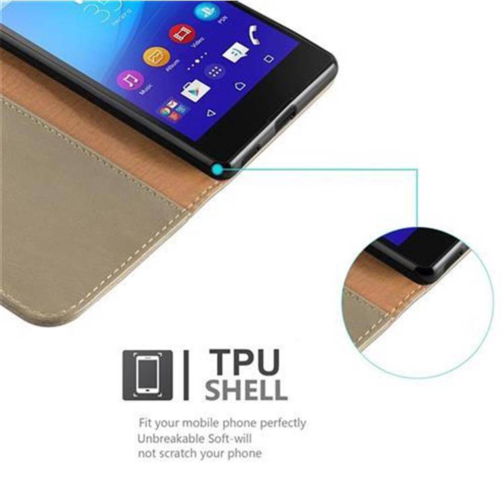 Cadorabo Hülle für Sony Xperia M5 Schutzhülle in Braun Handyhülle Book Tasche Case Etui Luxury
