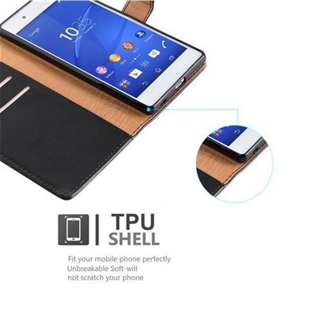 Cadorabo Hülle für Sony Xperia Z3 PLUS / Z4 Schutzhülle in Schwarz Handyhülle Book Tasche Case Etui Luxury