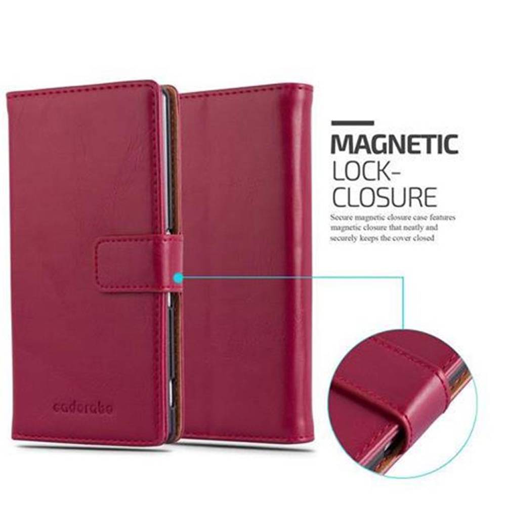 Cadorabo Hülle für Sony Xperia Z3 PLUS / Z4 Schutzhülle in Rot Handyhülle Book Tasche Case Etui Luxury