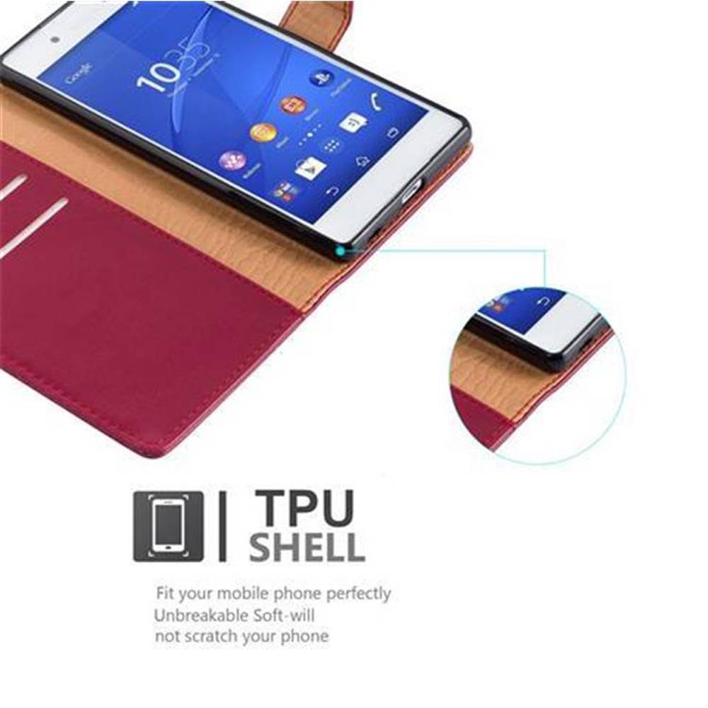 Cadorabo Hülle für Sony Xperia Z3 PLUS / Z4 Schutzhülle in Rot Handyhülle Book Tasche Case Etui Luxury