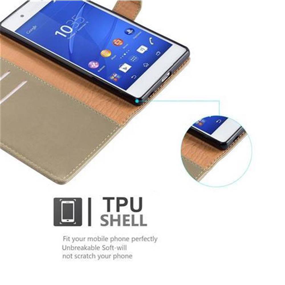 Cadorabo Hülle für Sony Xperia Z3 PLUS / Z4 Schutzhülle in Braun Handyhülle Book Tasche Case Etui Luxury