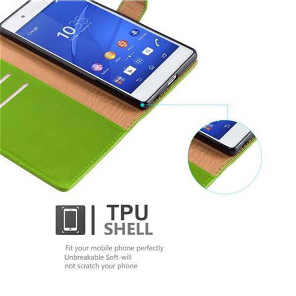 Cadorabo Hülle für Sony Xperia Z3 PLUS / Z4 Schutzhülle in Grün Handyhülle Book Tasche Case Etui Luxury